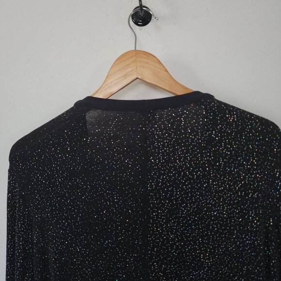 Vintage Y2k Expo Slinky Layered Shirt Cardigan Sparkle Holiday Size 8 New Years - Picture 4 of 6